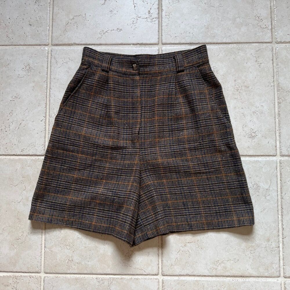 VTG Tracy Evans Wool Blend Plaid Shorts